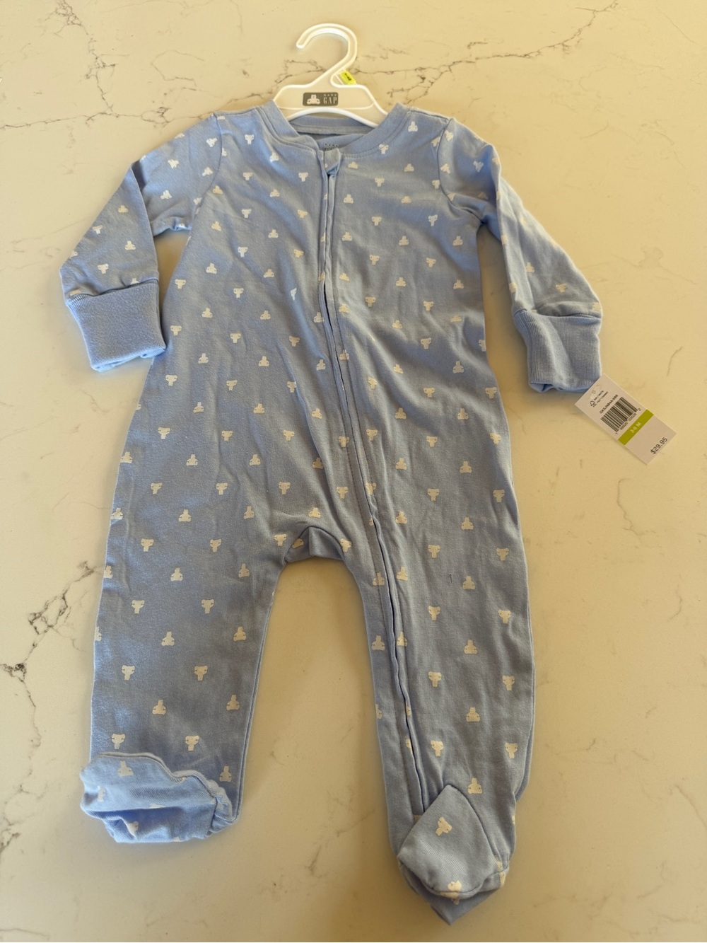 GAP Light Blue Footed Zippered Baby One-Piece